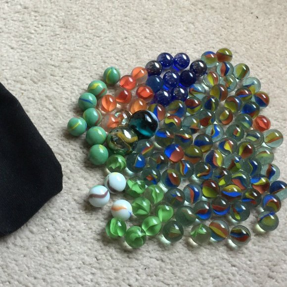 marbles lot (Lot of marbles, different sizes & styles, some vintage & pouch) - Picture 1 of 4